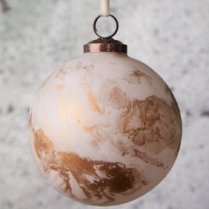 Anthropologie Marbled Gold Glass Ornament NWT